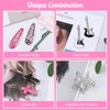 FRIUSATE 22 Pcs Y2k Pink Hair Clips Set Kawaii Hair, Love Star Cross Hair Clip Diy Handmade Accessories Guitar Pendant, Star Claw Clip Hairpin Snake Hair Clip, for Girls Hairstyle Accessory Gifts