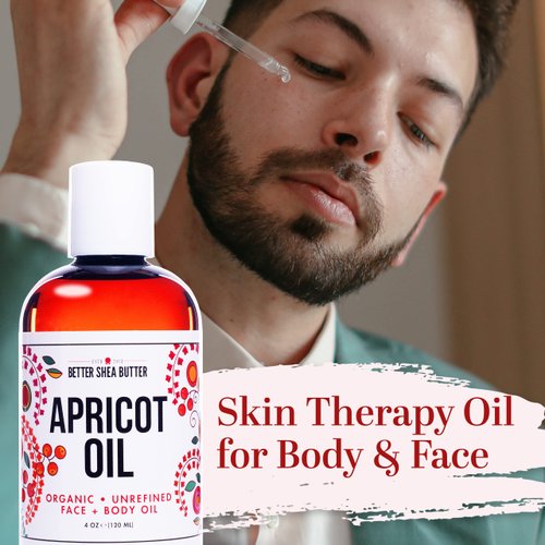 Organic Apricot Oil | 100% Pure, Cold Presssed | Massage Oil for Body and Face | Oil for Sensitive Skin | 4 oz by Better Shea Butter