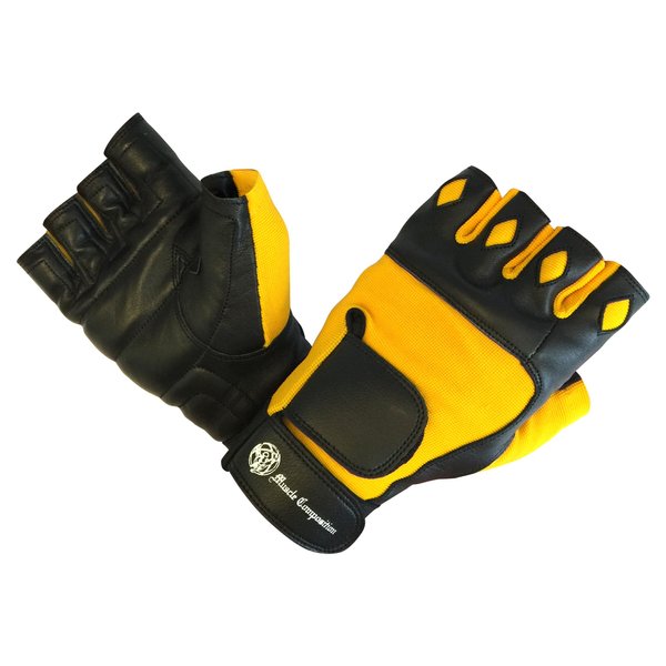 Muscle Composition Gym Gloves with Wrist Closure for Men & Women, Padded Workout Crossfit, Weightlifting, Black/Yellow or Black, Premium Quality (XX-Small)