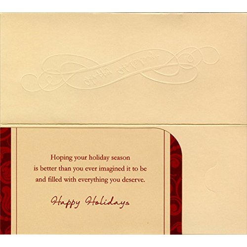 Designer Greetings Happy Holidays on Burgundy Swirls - Package of 8 Christmas Money/Gift Card Holders