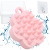Silicone Massager Hair Brush,Integrated Silicone Design, Hair Scrubber with Soft Silicone Bristles for Shower, Dandruff Removal & Relax Scalp, Wet Dry Shampoo Brush Fit for Men, Women & Kids(Pink)