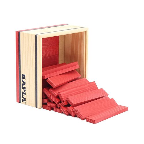 KAPLA 40 Squares Red - Wooden Construction Set - 40 Red Colored Building Planks - for Ages 3+