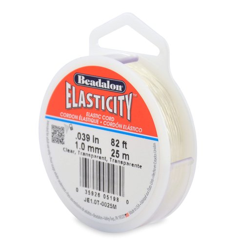 Beadalon Elasticity Stretch Cord, 1.0 mm / .039 in, Clear, 25 m / 82 ft