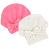 MAYOUTH Microfiber Hair Drying Towels for Kids Head wrap with Bow-Knot Shower Cap Hair Turban hairWrap Bath Cap for Curly Long & Wet Hair Gift for Little Girls, Kids Shower Cap (Red + Cream)