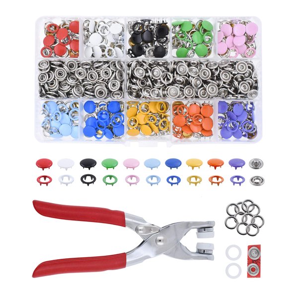 Mandala Crafts Metal Snap Button Kit - Snap on Buttons & Snap Fastener Tool - 9.5mm Colorful Metal Snaps Buttons Snap Closures Sewing Snaps for Clothing Leather Crafting