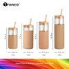 Tronco 24 oz Glass Tumbler with Straw and Lid - Glass Cup with Lid and Straw, Smoothie Cup, Iced Coffee Cup - Bamboo Lid and Protective Silicone Sleeve - BPA-Free