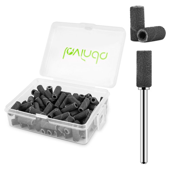 Lavinda 80 Piece Small Sanding Bands Nail Drill Bit, Fine Sanding Bands for Nail Drill with 3.1mm Mandrel Bit for Acrylic Nails Gel Removing Shaping Polishing Nail Salon Use (180 Grit, Black)