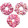 3 Pieces Valentine Hair Scrunchies Romantic Hair Bands Valentine Heart Love Red Lips Design Hair Accessories Velvet Hair Elastic Ponytail Holders Party Favors Valentine Hair Ties for Girls Women