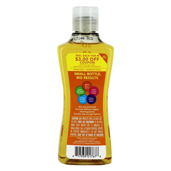 Method - Laundry Detergent 4x Concentrated 10 HE Loads Tough On Dirt + Stains Ginger Mango - 8.1 fl. oz.