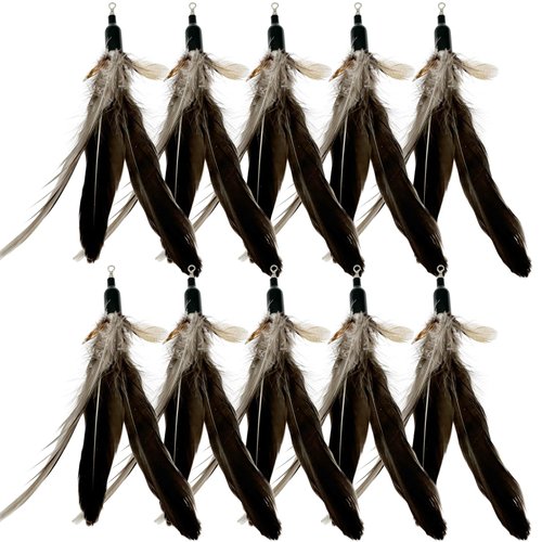 CATDABIR Cat Feather Toys Refills Da Bird Cat Toy, 10 PCS Natural Feather Da Bird Refills, Cat Wand Replacement Feathers for Cat Toys