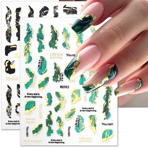 3D Marble Nail Stickers for Women 6 Colors Marble Nail Decals Blooming Nail Art Stickers Bronzing Nail Sticker Watercolor Smudge Self Adhesive Stickers for Nails Gold Foil Nail Designs Nail Supplies