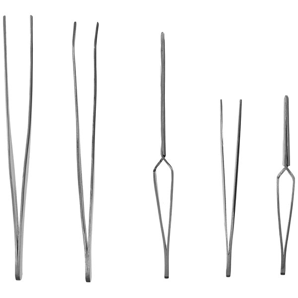 Steelman 5-Piece Utility Tweezer Set for Automotive, Electronics, and Hobby Use, Includes Angled, Self-Closing, Heat-Resistant, and Pointed Tips