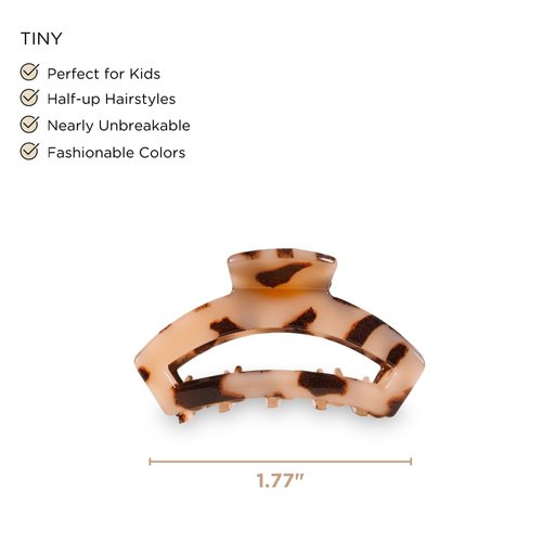 TELETIES - Tiny Open Claw Clip - Strong Grip, Bendable Teeth, Comfortable Open Cutout Design - Ideal for Thin Hair, Kids, Half-up Hairstyles - For All Hair Textures - Blonde Tortoise