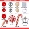 Christmas Balloon Garland Arch Kit, Christmas Tree Balloons Xmas Red Silver Beige Balloons and Candy Foil Balloons Silver Star Balloons for Christmas Party Decorations Birthday Party New Year Party