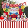 Carnival Circus Party Supplies, Red and White Strips Party Decorations, Includes Napkins, Cups, Plates, Knives, Forks, Spoons, Carnival Tablecloth, Flag, for Birthday, Carnival, Baby Shower,