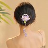 2 Pack of Purple Cherry Blossoms Asian Cute Hair Accessories for Girls Sparkling Crystal Stone Braided Hair Clips for Women Unique Hanfu Decorative Floral Hair Clips Chinese Hair Accessories