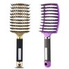 Hairstreaq Detangling Brush, Curved and Vented for Wet or Dry Detangling Hair Brush for Men, Women & Kids’ Long, Thick, Thin, Curly & Tangled Hair (Gold+Purple)