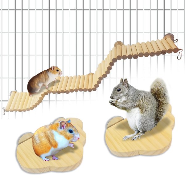 Sysmashing Hamster Suspension Bridge Toy，Small Animal Climbing Toys,Chinchilla Cage Natural Wood Flexible Platform Toy,Suitable for Hamsters, Chinchillas, Guinea Pigs, Birds, Small Animals