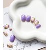 MABKJLF Press on Nails Short Square Flower Fake Nails Purple Full Cover False Nails with Flower Designs Glossy False Nails with Nail Glue Artificial Acrylic Nails for Women Girls 24 Pcs