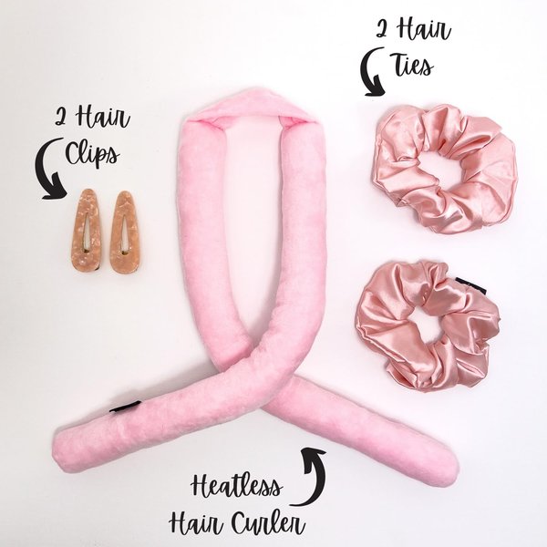 Celeste Beauty Heatless Hair Curler - Curling Rod for Natural Overnight Curls | No Heat Headband | Hair Curlers for Long and Medium Hair Types (Pink)