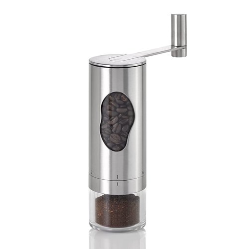AdHoc Mrs. Bean Stainless Steel Coffee Grinder - 7" Manual Coffee Burr Grinder with Adjustable Coarseness Settings - Stainless Steel Coffee Bean Grinder - Easy-to-Clean Kitchen Tool
