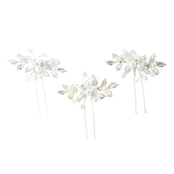 Leadigol Pearl Bridal Wedding Hair Styling Pins, Women Hairpin Headwear Hairstyle Design Tool Hairpin Leaves Diamond U Shaped Hairpin