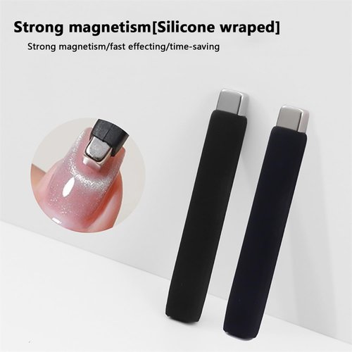 WOKOTO 2Pcs Oblong Nail Art Magnet With Silicone Cover For Cat Eye Nail Designs Magnet Nail Magnets Pens Nail Art Tools Gradient Ombre Design Cat Eye Magnet For Nails Magnet Sticks For Women Nails
