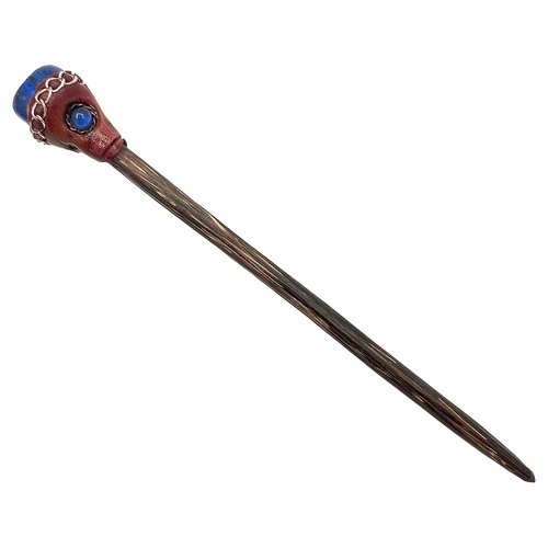 Natural Tumbled Healing Gemstone Crystal Chonta Wooden Hair Stick Long Pin for Buns Womens Fashion Handmade Gifts Boho Reiki Accessories (Blue Lapis Lazuli)