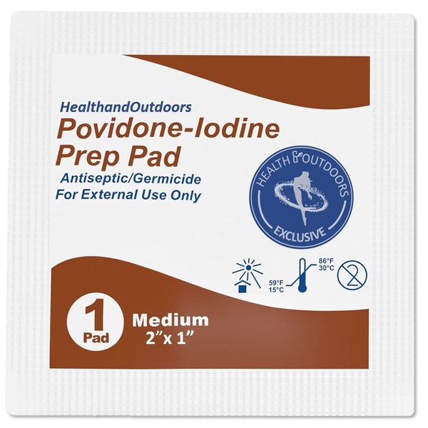 HAO Povidone-Iodine Prep Pads (120 Count), 10% Solution, Disposable Individually Wrapped Wipes For Wound Care, First Aid