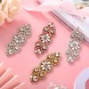 4 Pieces Rhinestone Applique Rhinestone Iron on Patch Rhinestone Hot Fix Applique Wedding Hair Appliques for Bridal Wedding Dress Clothes Sash Crystal Belt Sewing Appliques for Shoes (Silver)
