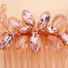 Teyglen Bridal Pink Rhinestone Crystal Hair Comb Headband Handmade Wedding Hair Pieces for Bride Floral Headpieces Hair Accessories for Women Girls (Pink)