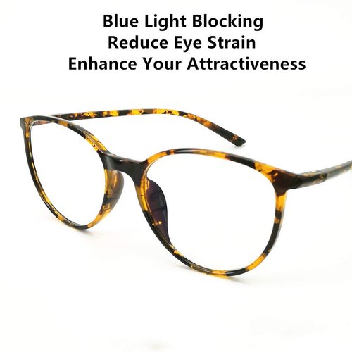 Big Round Computer Blue Light Blocking Glasses - Clear Lens Reading Glasses for Women Men Anti Eye Strain & UV Glare 5033tor-175 (Tortoise, 1.75)