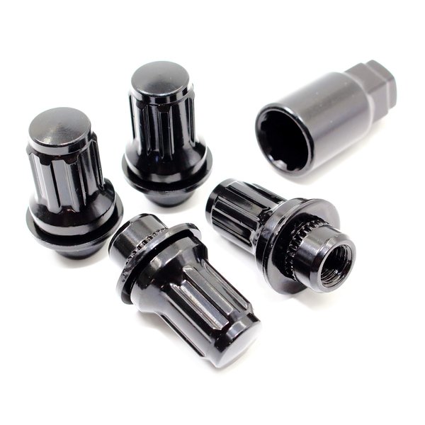 Set of 4 Veritek 12x1.5mm 1.87 Inch 47mm Length 13/16 Hex OEM Factory Mag Washer Style Black Wheel Locks for Toyota Tacoma 4 Runner SR5 Pre-Runner TRD Off-Road Limited OEM Replacement