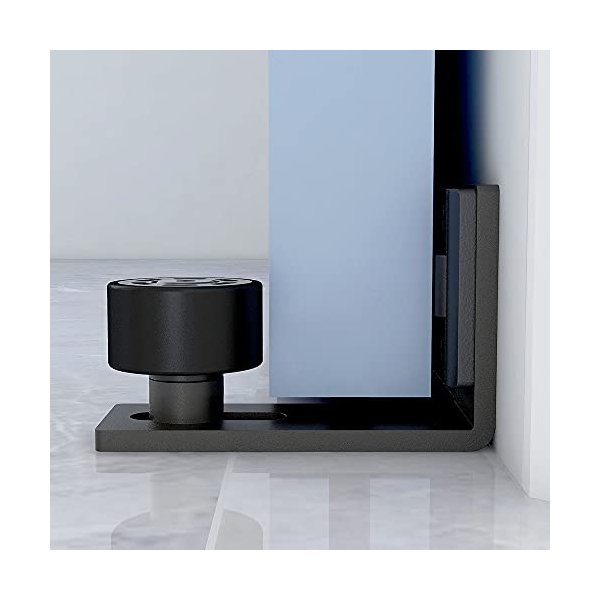 CCJH Sliding Barn Door Floor Guide Adjustable Wall Mount Flush Bottom Door Guides 1Pack Black