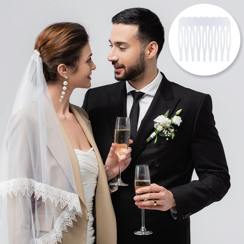 OIIKI Plastic Hair Side Comb Clips 30pcs, Mini 9 Teeth French Twist Hair Comb, Bridal Wedding Decorative Veil Hair Combs for Women Girls Hair Styling Accessories (Black & Clear)