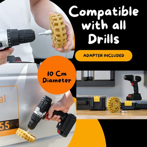Whizzy Wheel Car Decal + Car Sticker Remover with Drill Adapter Tool Kit - Decal Remover Eraser Wheel Adhesive Remover - Rubber Eraser Wheel, Decal Eraser Wheel, Adhesive Remover Sticker Remover Tool