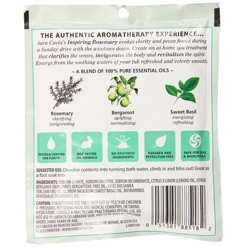 Aura Cacia Aromatherapy Mineral Bath, Inspiring Rosemary, 2.5 ounce packet (Pack of 3)