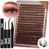 Brown Lash Clusters 320 Pcs Lash Extension Kit Fluffy DIY Eyelash Extensions Kit Natural Look Cluster Lashes D Curl 8-16 MM Mixed Lash Bond and Seal Lash Tweezers for Lash Clusters Kit DIY at Home