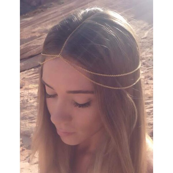 Chargances Women Multi-Layered Head Chain Headband Halloween Gold Head Chain Wedding Headband Prom Festival Headpiece Boho Belly Dancer Jewelry Hair Accessories for Women and Girls