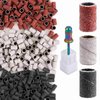 Difenni Sanding Bands for Nail Drill,Nail Drill Bits Sanding Bands 300pcs Coarse Medium Fine 80#150#240# Nail Sanding Bands with Rainbow 3/32" Mandrel Bit for Manicures and Pedicure