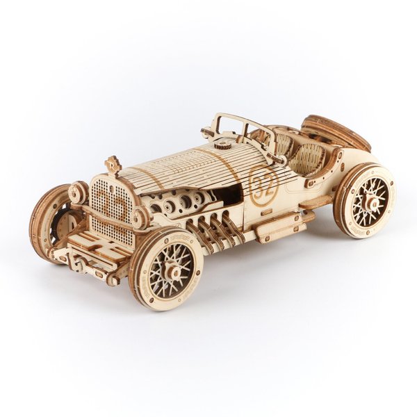 ROKR Model Car Kits Wooden 3D Puzzles Model Building Kits for Adults to Build-Educational Brain Teaser Assembly Model, Desk Decor/DIY Hobbies/Gifts for Teens&Kids (Grand Prix Car)