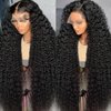 IJFMMEL Deep Wave Lace Front Wig Human Hair Pre Plucked 13x6 Full Lace Front Wigs Human Hair for Black Women 200% Density Deep Wave Curly Frontal Wigs Human Hair Deep Wave Wig Natural Black 24 Inch