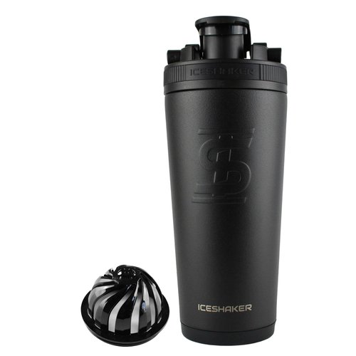 Ice Shaker 26Oz Black Stainless Steel Protein Shaker, Leak-Proof, Insulated Reusable Gym Water Bottle, As Seen on Shark Tank