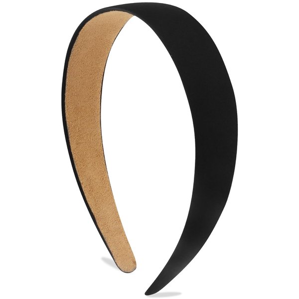 Atoden Satin Headbands for Women Girls Black Headband 1.18 Inch Wide Thin Hard Headbands Non Slip Ribbon Hair Bands Plain Headbands for Crafts DIY Costume Holiday Christmas Gifts