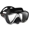 Snorkel Diving Mask Panoramic HD Swim Mask, Anti-Fog Scuba Diving Goggles,Tempered Glass Dive Mask Adult Youth Swim Goggles with Nose Cover for Diving, Snorkeling, Swimming (A-Black)