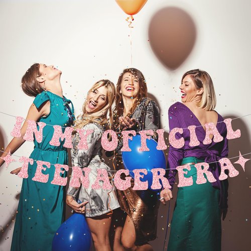 In My Official Teenager Era Banner Girls Birthday Party Banner for Teenage 13th Birthday Party Decorations Taylo Swifte Birthday Decorations Rose Gold Glitter
