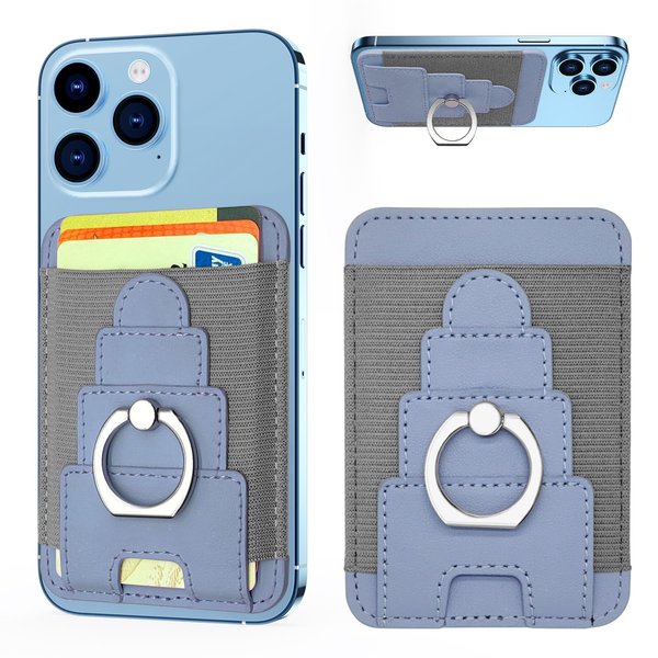 HilayOne for MagSafe Wallet with Phone Grip, Leather Magnetic Phone Wallet for for iPhone 15/14/13/12 Series, Magnetic Card Wallet with Ring Holder, Fit 7 Cards, RFID Blocking Protection, Purple