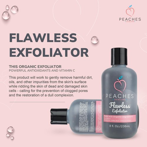 Peaches Skin Care Exfoliating Face Wash (8 oz) - Vegan Face Exfoliator Scrub with Blueberry, Coffee Bean, Vitamin C - Gentle Facial Exfoliator - Facial Scrub Exfoliator for All Skin Types