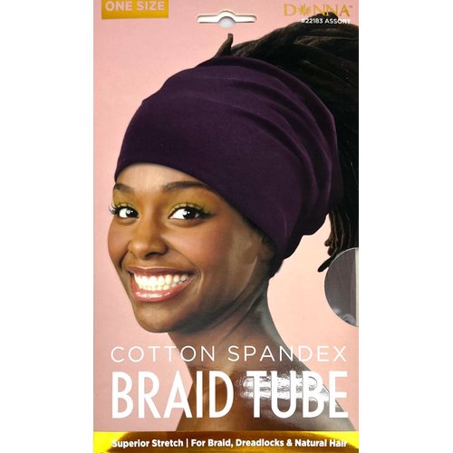 DONNA Cotton Spandex Braid Tube, Braid Tube for Women’s Hair for Face Wash for Makeup Hair Accessories Headbands, Head Wrap for Women BROWN Color