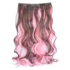Vieuinaux 18inch Long 3/4 Full Head One Piece Curly Wave Short Clips in on Synthetic Hair Extensions Hair Pieces for Women 5 Clips Hairpieces (Brown/Light Pink Mixed)